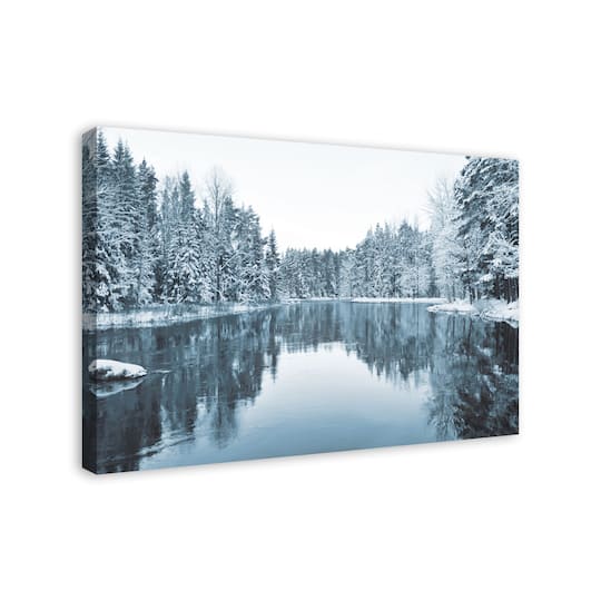 Winter Pond 36x24 Canvas Wall Art